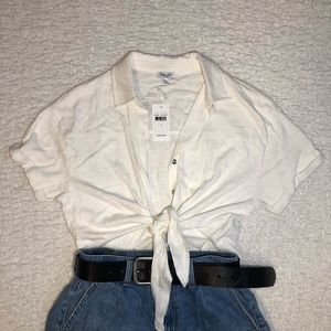 SPLENDID BUTTON UP TIE FRONT TOP - XS